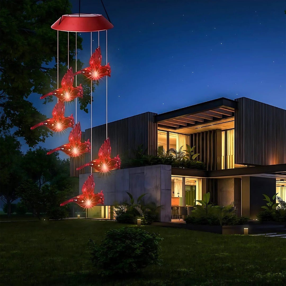 SoloraGlow – Solar - Powered Cardinal Wind Chime Light - Wind Chime - Wild Eye Vision