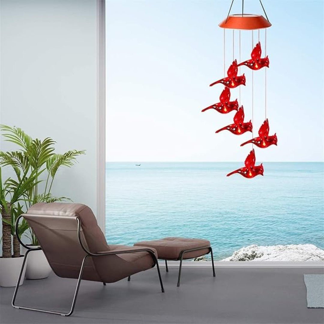 SoloraGlow – Solar - Powered Cardinal Wind Chime Light - Wind Chime - Wild Eye Vision