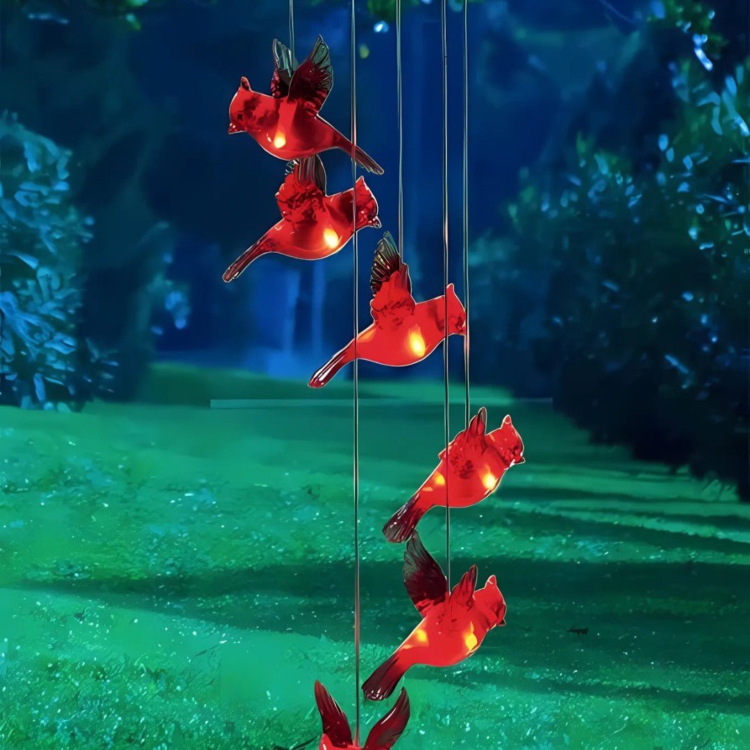 SoloraGlow – Solar - Powered Cardinal Wind Chime Light - Wind Chime - Wild Eye Vision