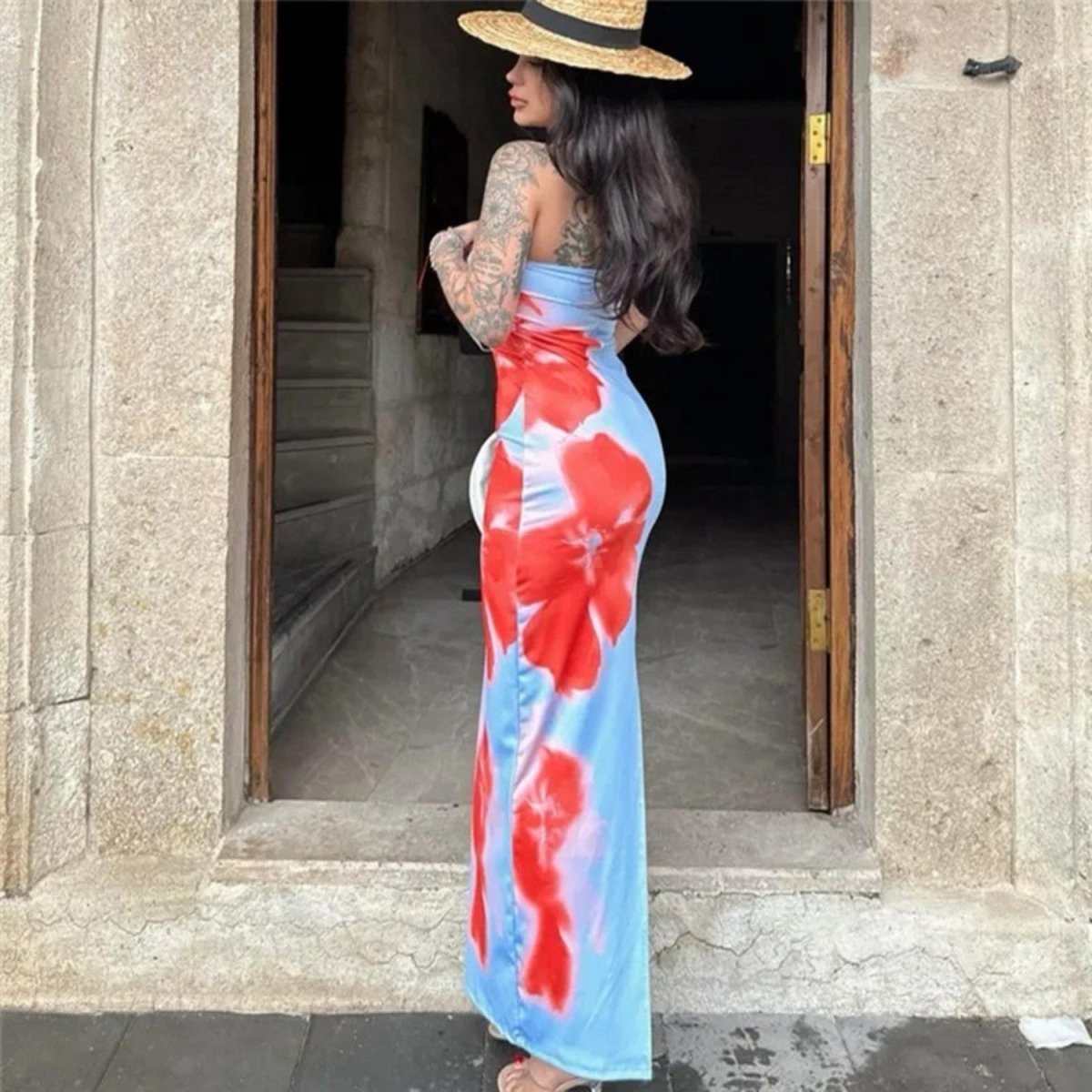 Strapless Printed Summer Maxi Dress - Maxi Dress - Wild Eye Vision