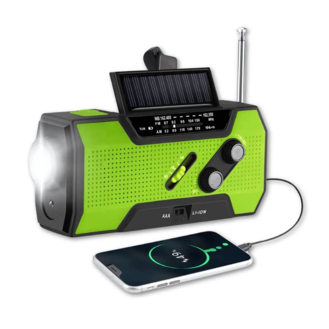 SurviveLite – Solar - Powered Emergency Weather Radio with 4000mAh Battery - Wind Up Radio - Wild Eye Vision