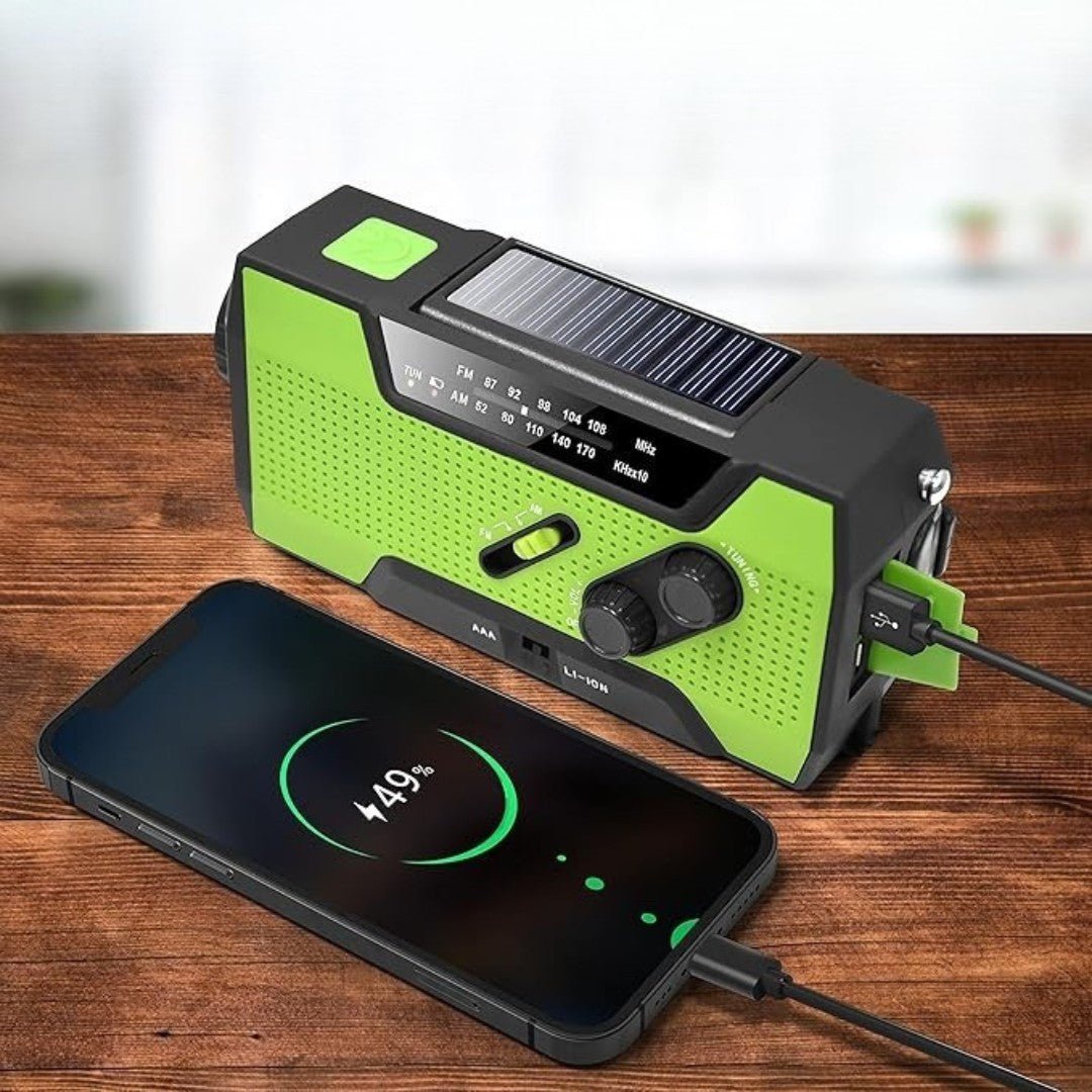 SurviveLite – Solar - Powered Emergency Weather Radio with 4000mAh Battery - Wind Up Radio - Wild Eye Vision