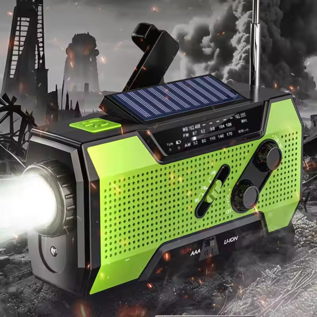 SurviveLite – Solar - Powered Emergency Weather Radio with 4000mAh Battery - Wind Up Radio - Wild Eye Vision