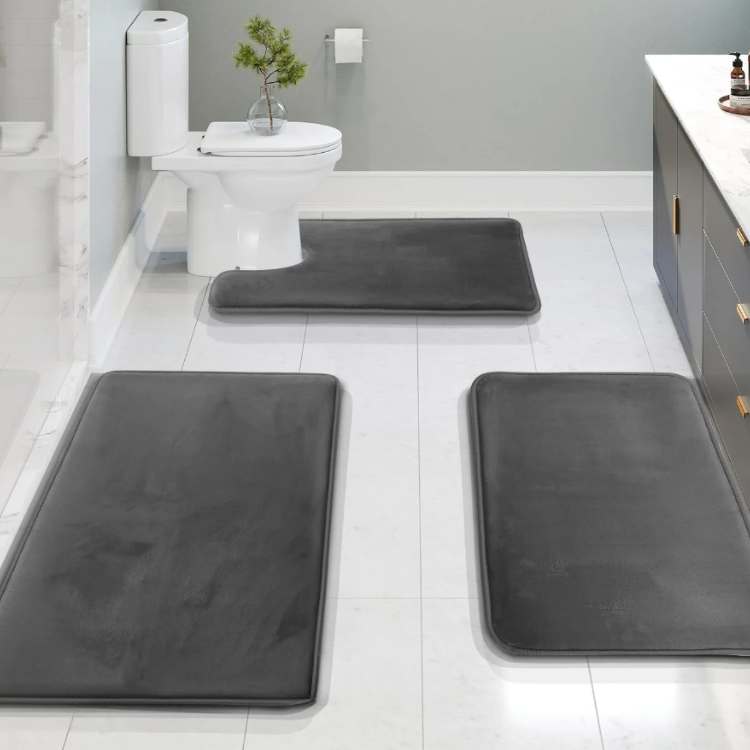 VelvetLuxe 3 - Piece Foam Bath Mat Set - Bath Mat Set - Wild Eye Vision