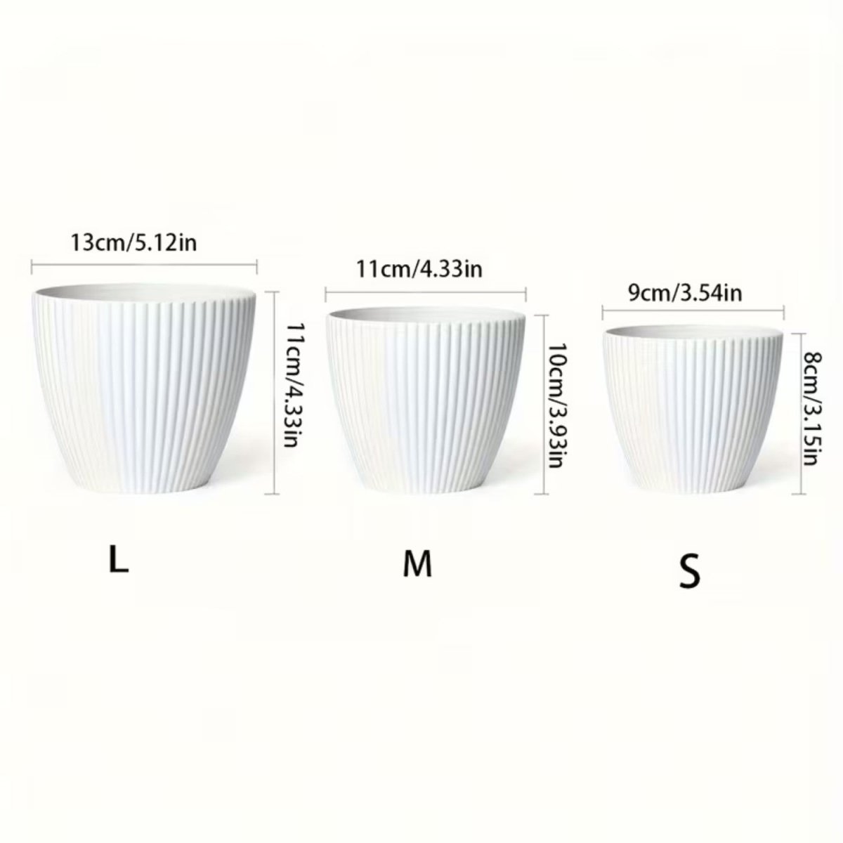 Vertical Striped Flower Pot with Saucer - Flowerpot - Wild Eye Vision
