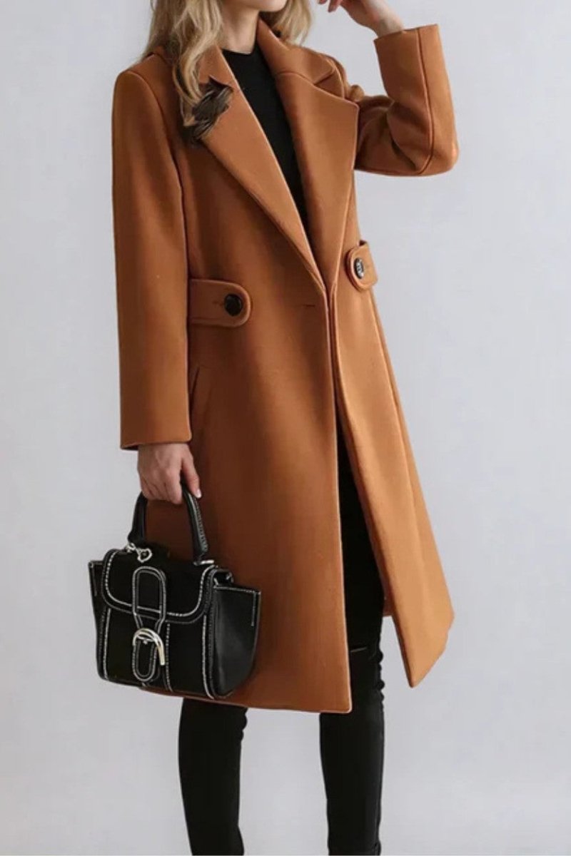 Women's Coat with One - Button Closure - Trench Coat - Wild Eye Vision