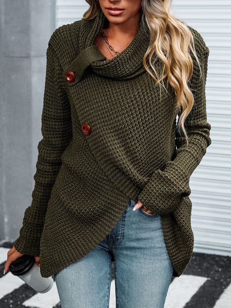 Women's Cowl Neck Textured Cardigan - Women Knit Cardigan - Wild Eye Vision