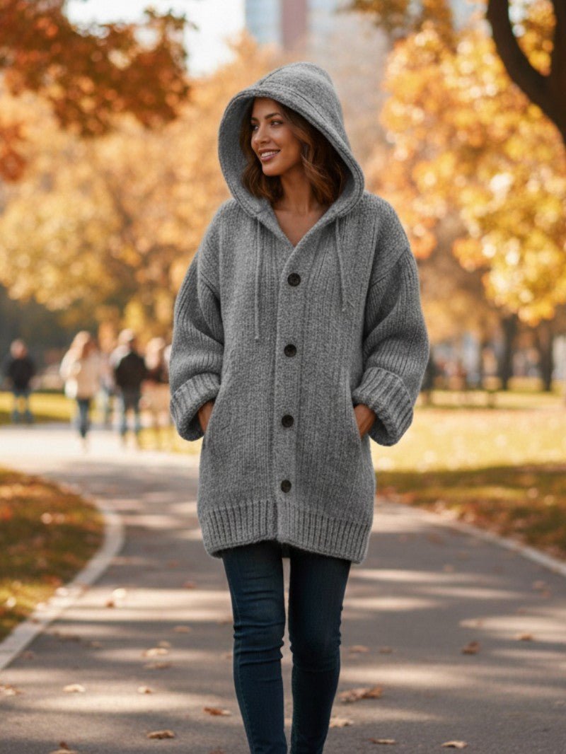 Women's Cozy Hooded Knit Cardigan - Women Knit Cardigan - Wild Eye Vision