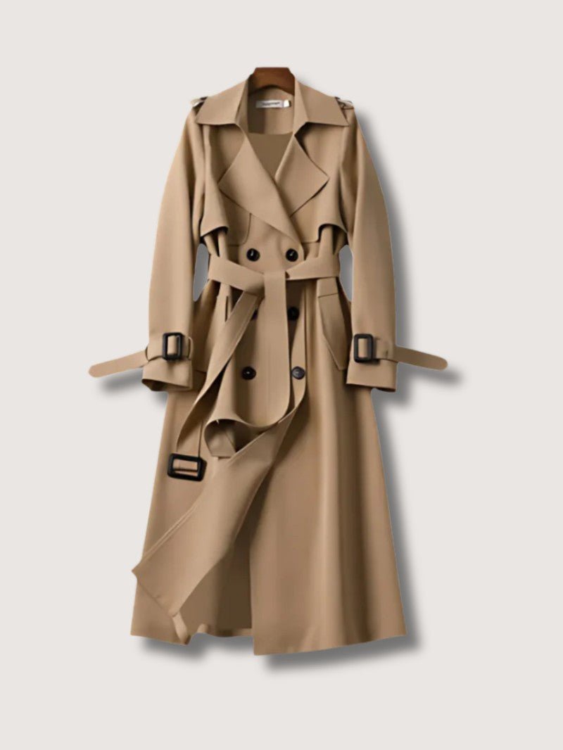 Women's Elegant Double Breasted Belted Trench Coat - Women's Coat - Wild Eye Vision