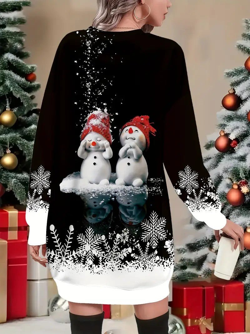 Women’s Elegant Snowman Print Sweatshirt - Ladies Christmas Jumpers - Wild Eye Vision