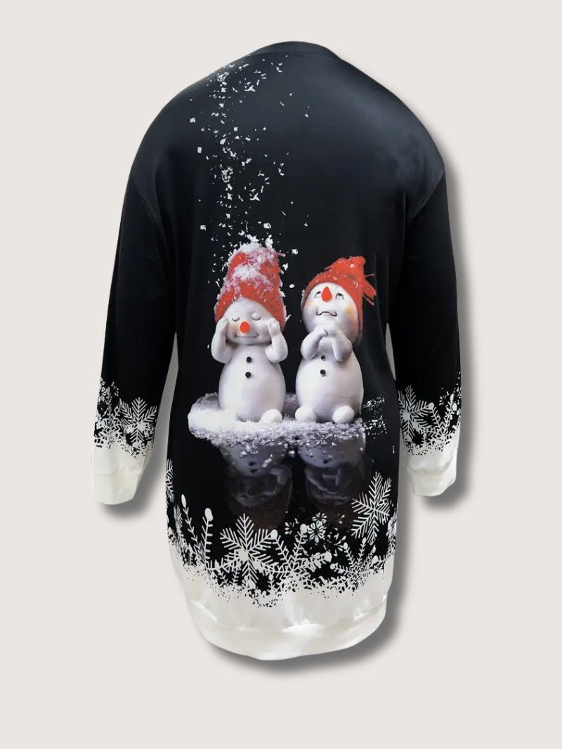 Women’s Elegant Snowman Print Sweatshirt - Ladies Christmas Jumpers - Wild Eye Vision