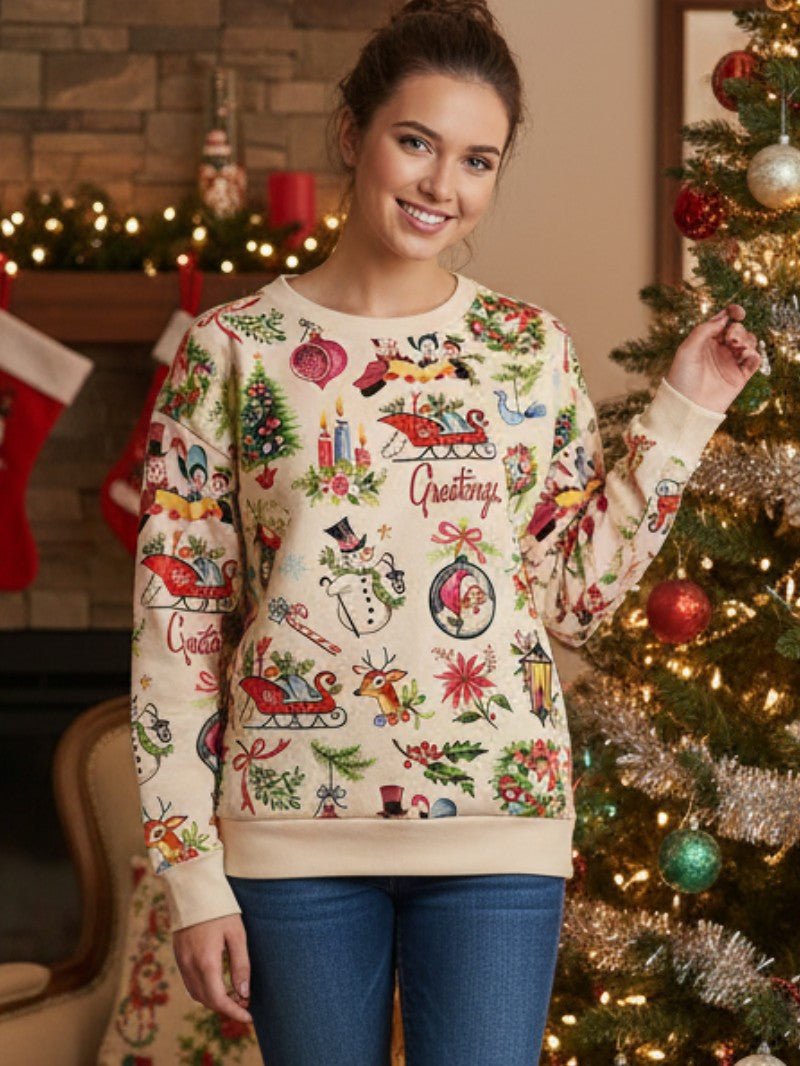 Women’s Festive Santa Sleigh Christmas Sweater - Ladies Christmas Jumpers - Wild Eye Vision