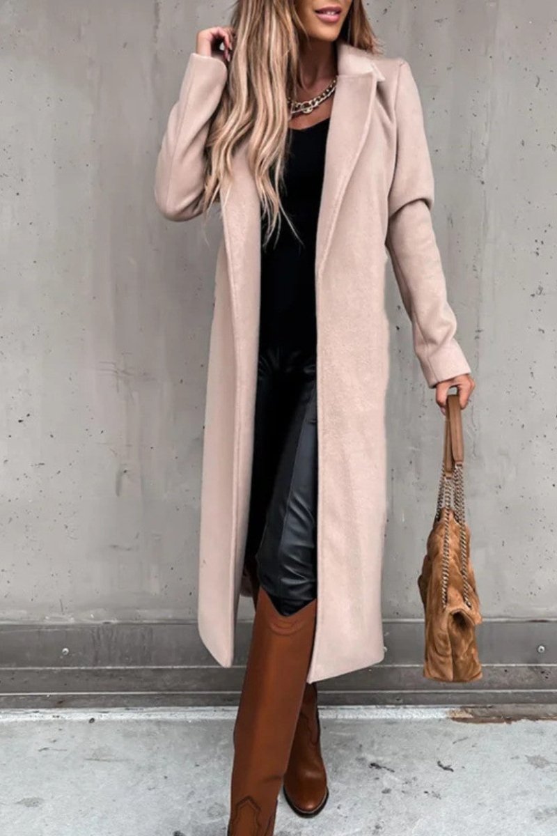 Women’s Formal Longline Coat with Waist Belt - Trench Coat - Wild Eye Vision
