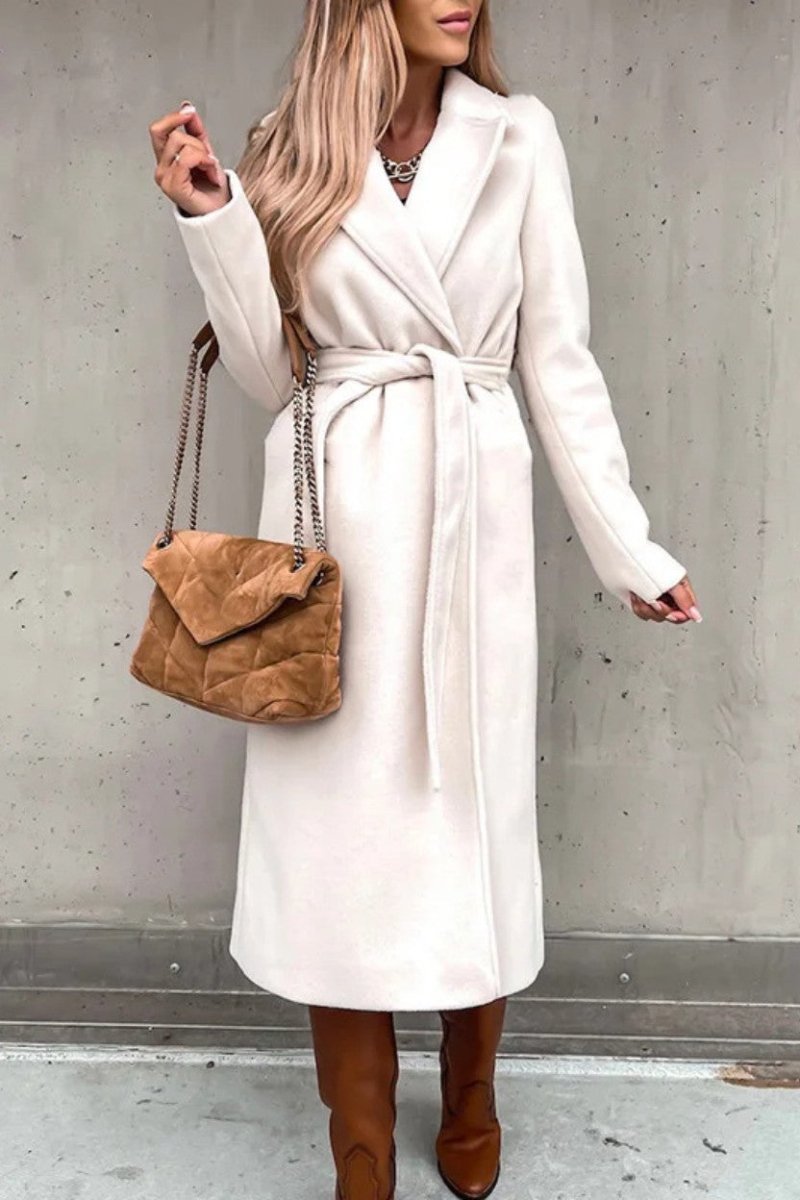 Women’s Formal Longline Coat with Waist Belt - Trench Coat - Wild Eye Vision