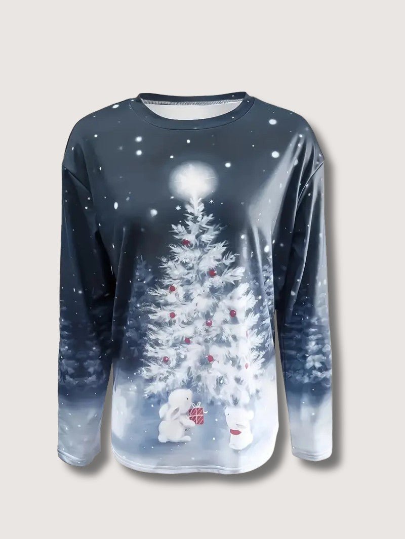 Women’s Glitter Christmas Tree Print Sweatshirt - Ladies Christmas Jumpers - Wild Eye Vision