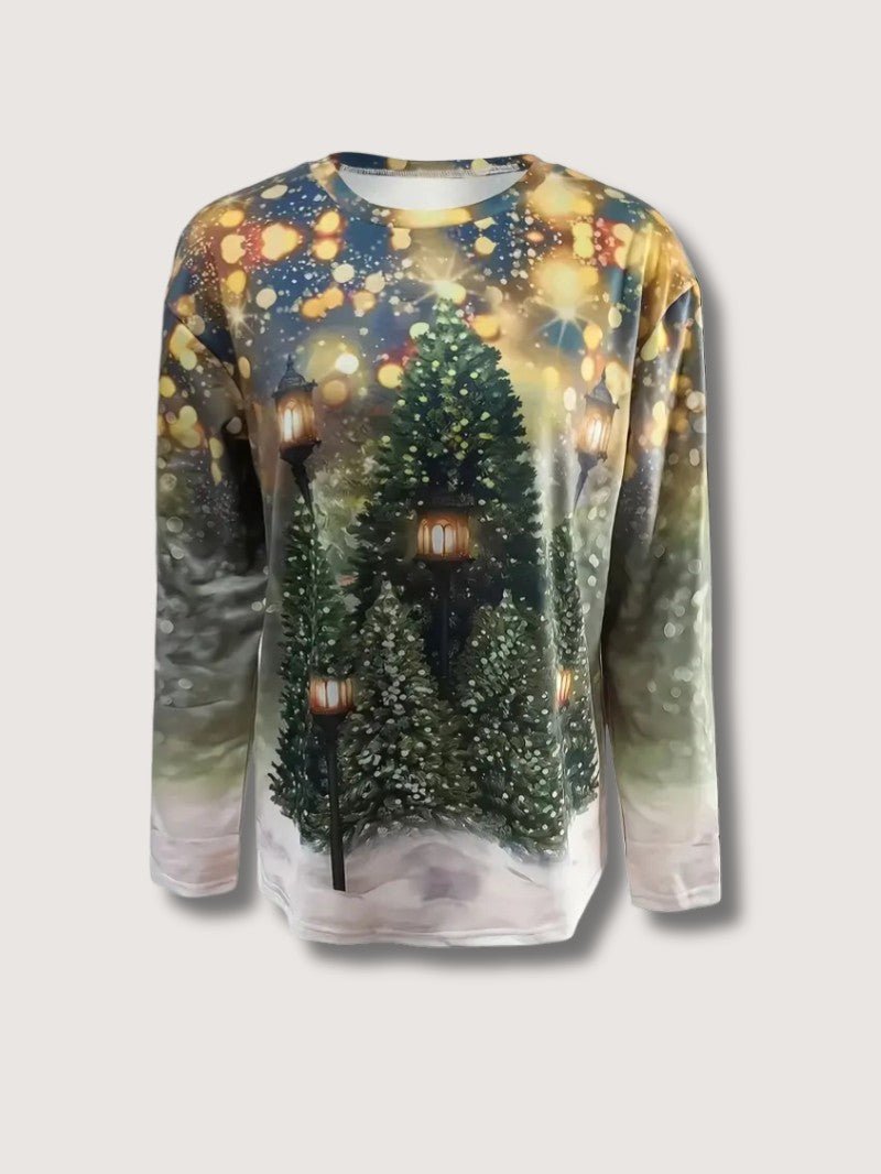 Women’s Glitter Christmas Tree Print Sweatshirt - Ladies Christmas Jumpers - Wild Eye Vision