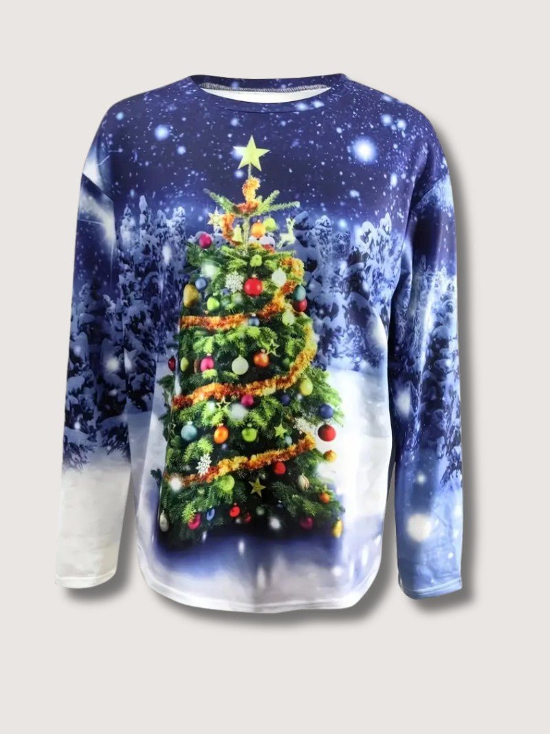 Women’s Glitter Christmas Tree Print Sweatshirt - Ladies Christmas Jumpers - Wild Eye Vision