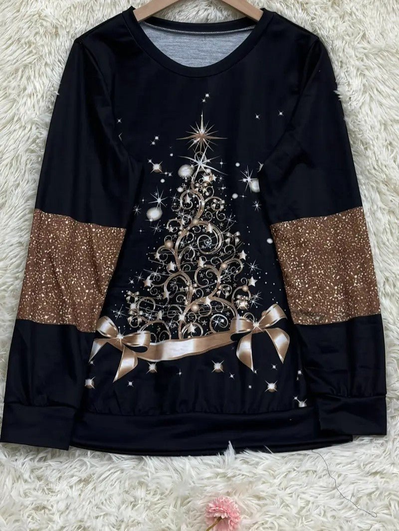 Women’s Glitter Christmas Tree Sweatshirt - Ladies Christmas Jumpers - Wild Eye Vision