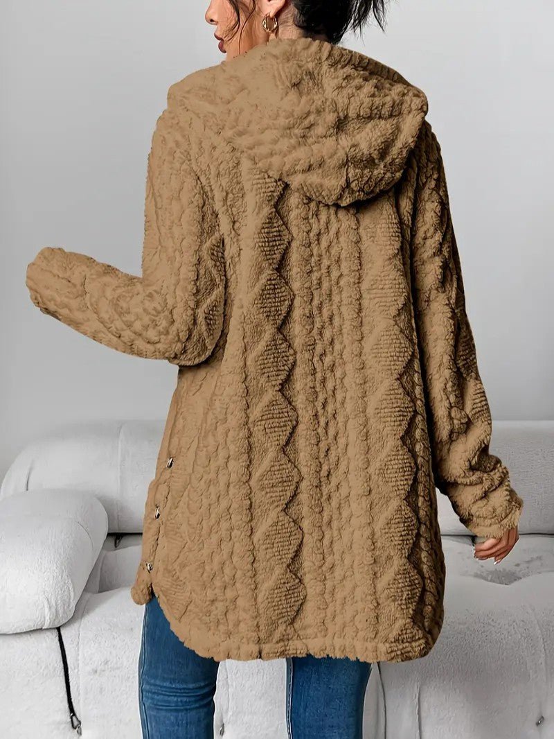 Women's Hooded Plush Cardigan Coat - Women's Coat - Wild Eye Vision
