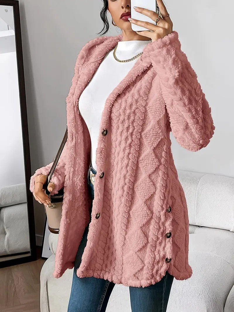 Women's Hooded Plush Cardigan Coat - Women's Coat - Wild Eye Vision
