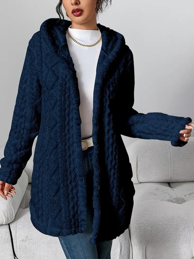 Women's Hooded Plush Cardigan Coat - Women's Coat - Wild Eye Vision