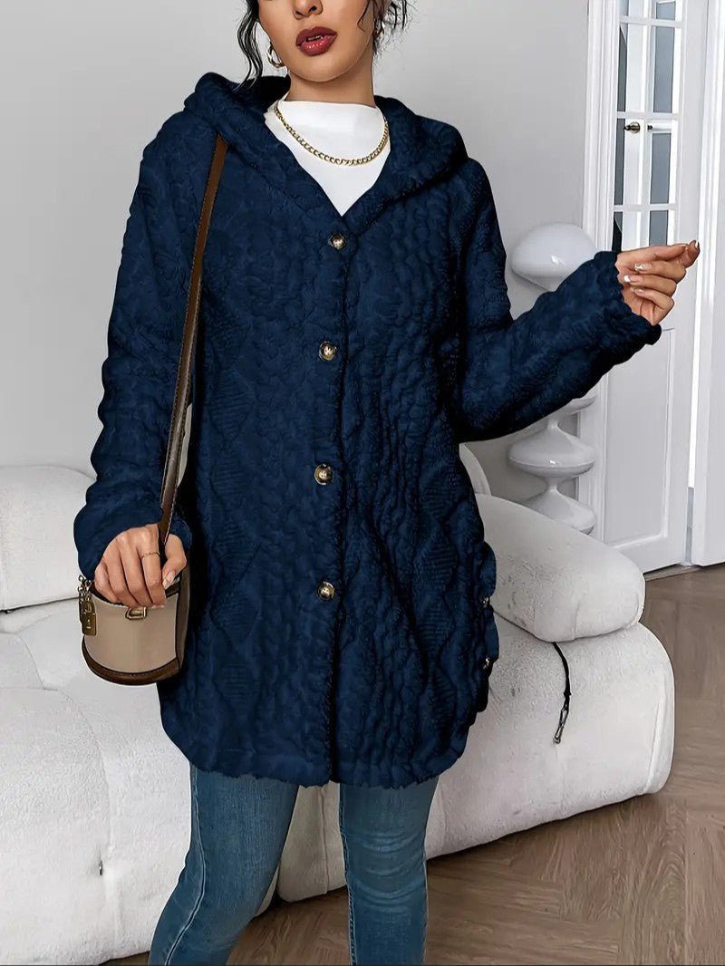 Women's Hooded Plush Cardigan Coat - Women's Coat - Wild Eye Vision