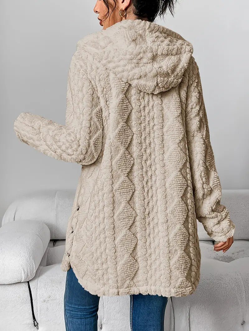 Women's Hooded Plush Cardigan Coat - Women's Coat - Wild Eye Vision