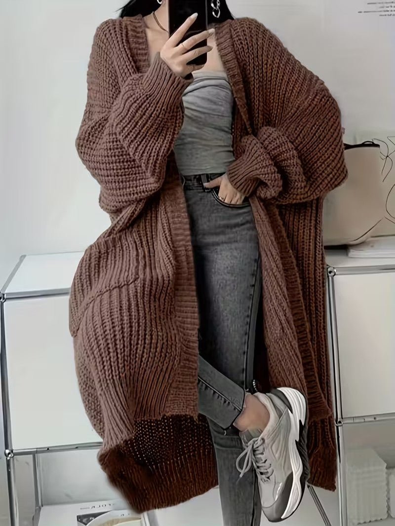 Women's Long Open Front Cardigan - Women Knit Cardigan - Wild Eye Vision