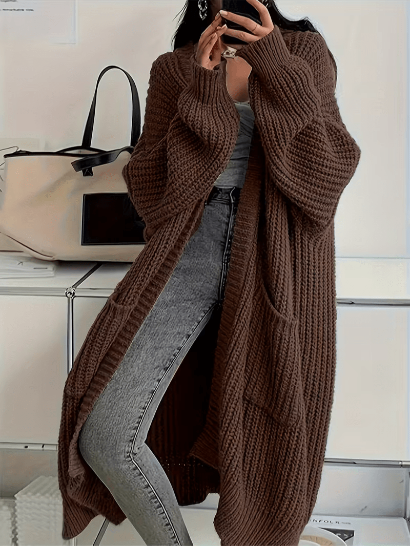 Women's Long Open Front Cardigan - Women Knit Cardigan - Wild Eye Vision
