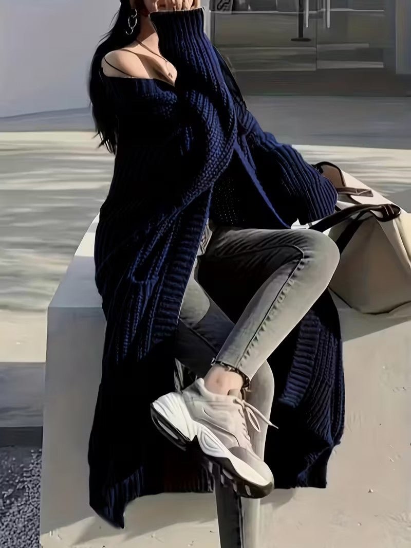 Women's Long Open Front Cardigan - Women Knit Cardigan - Wild Eye Vision