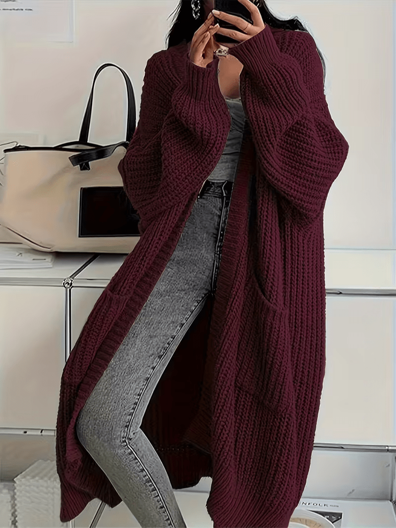 Women's Long Open Front Cardigan - Women Knit Cardigan - Wild Eye Vision