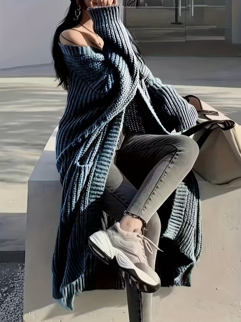Women's Long Open Front Cardigan - Women Knit Cardigan - Wild Eye Vision