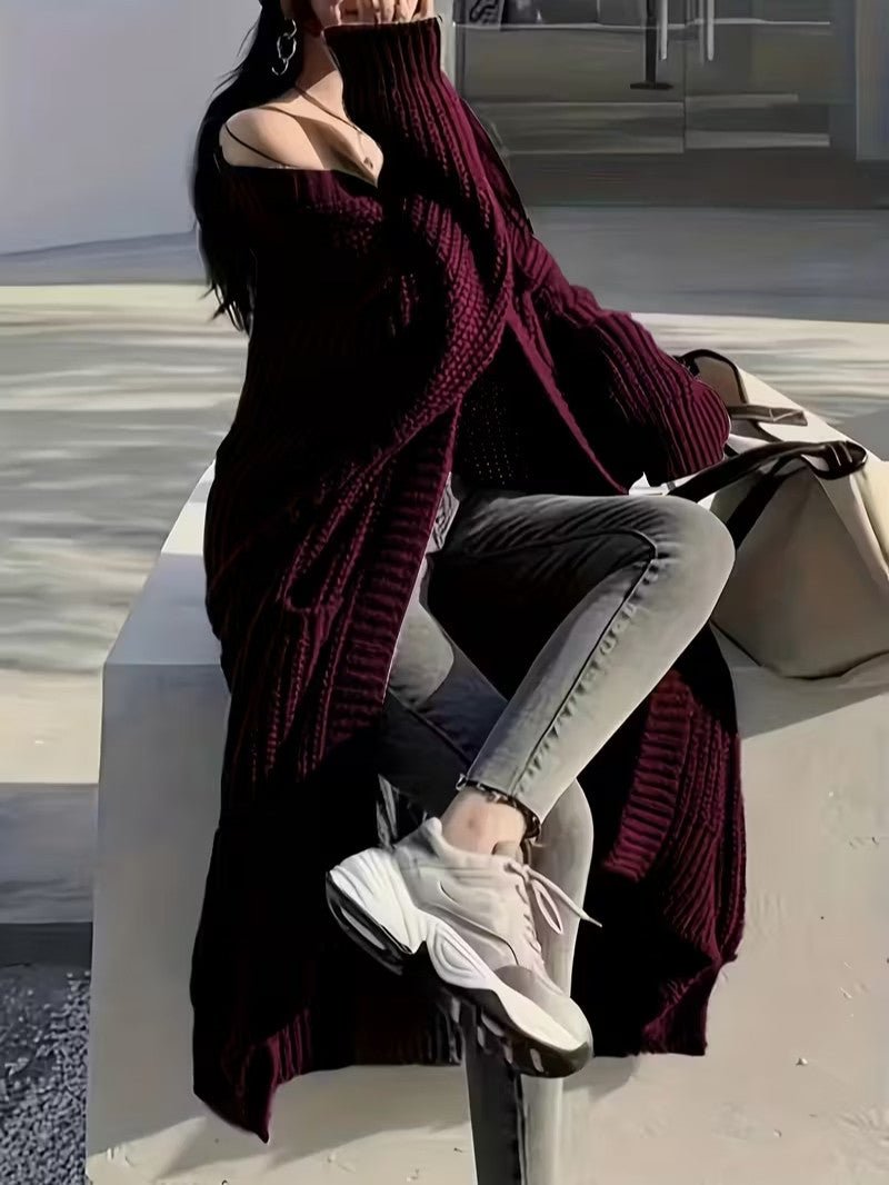 Women's Long Open Front Cardigan - Women Knit Cardigan - Wild Eye Vision