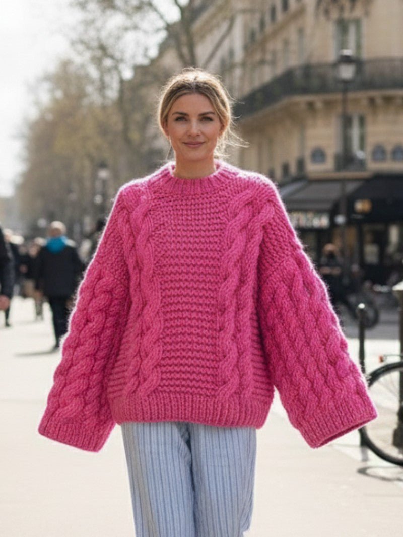 Women's Oversized Cable Knit Jumper Dress - Women Knitted Jumper - Wild Eye Vision