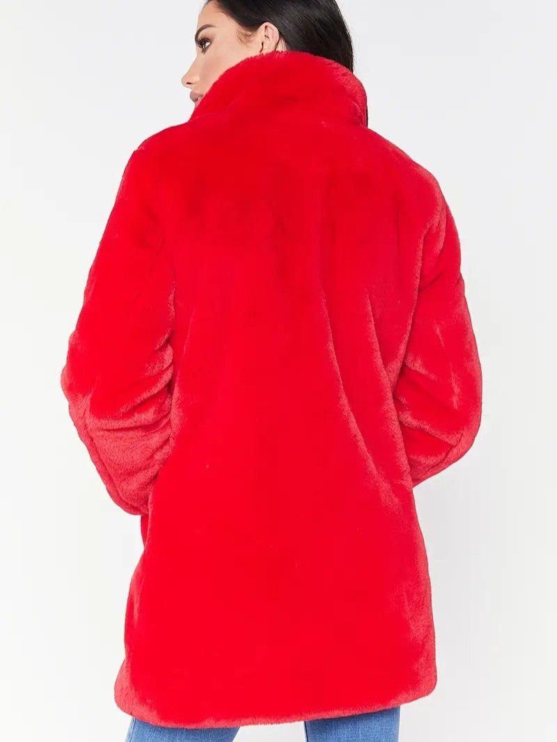 Women's Plush Button Winter Coat - Women's Coat - Wild Eye Vision