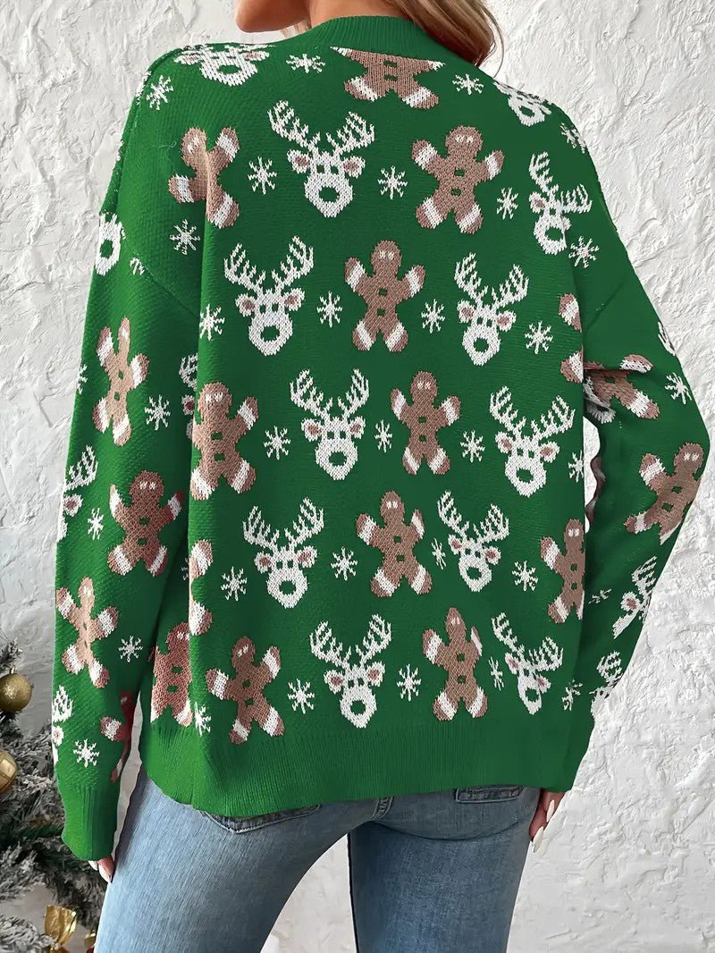 Women’s Reindeer & Snowflake V - Neck Cardigan - Ladies Christmas Jumpers - Wild Eye Vision