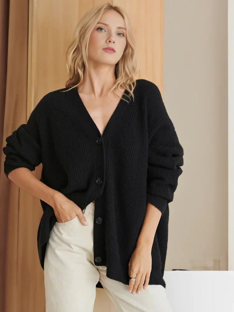 Women's Relaxed Knit Button Cardigan - Women Knit Cardigan - Wild Eye Vision