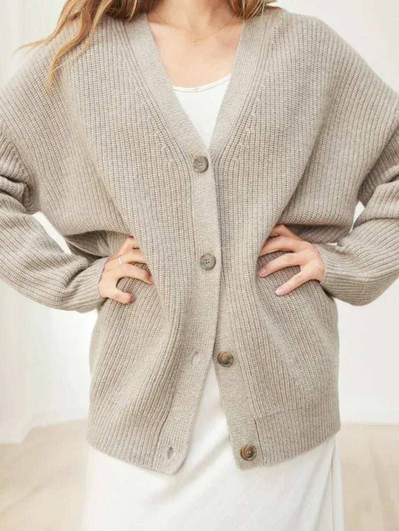 Women's Relaxed Knit Button Cardigan - Women Knit Cardigan - Wild Eye Vision