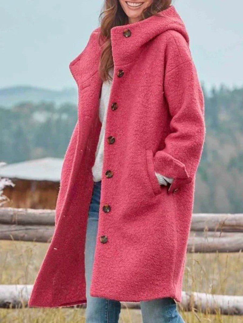 Women's Relaxed Wool Blend Coat with Hood - Women's Coat - Wild Eye Vision