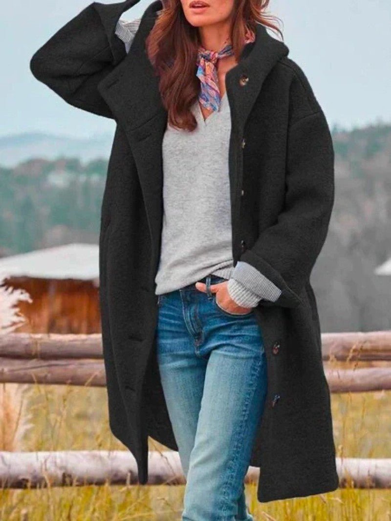 Women's Relaxed Wool Blend Coat with Hood - Women's Coat - Wild Eye Vision