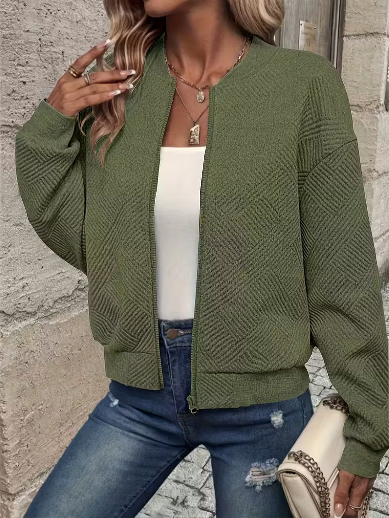 Women's Textured Zip Cardigan - Women Cardigan - Wild Eye Vision