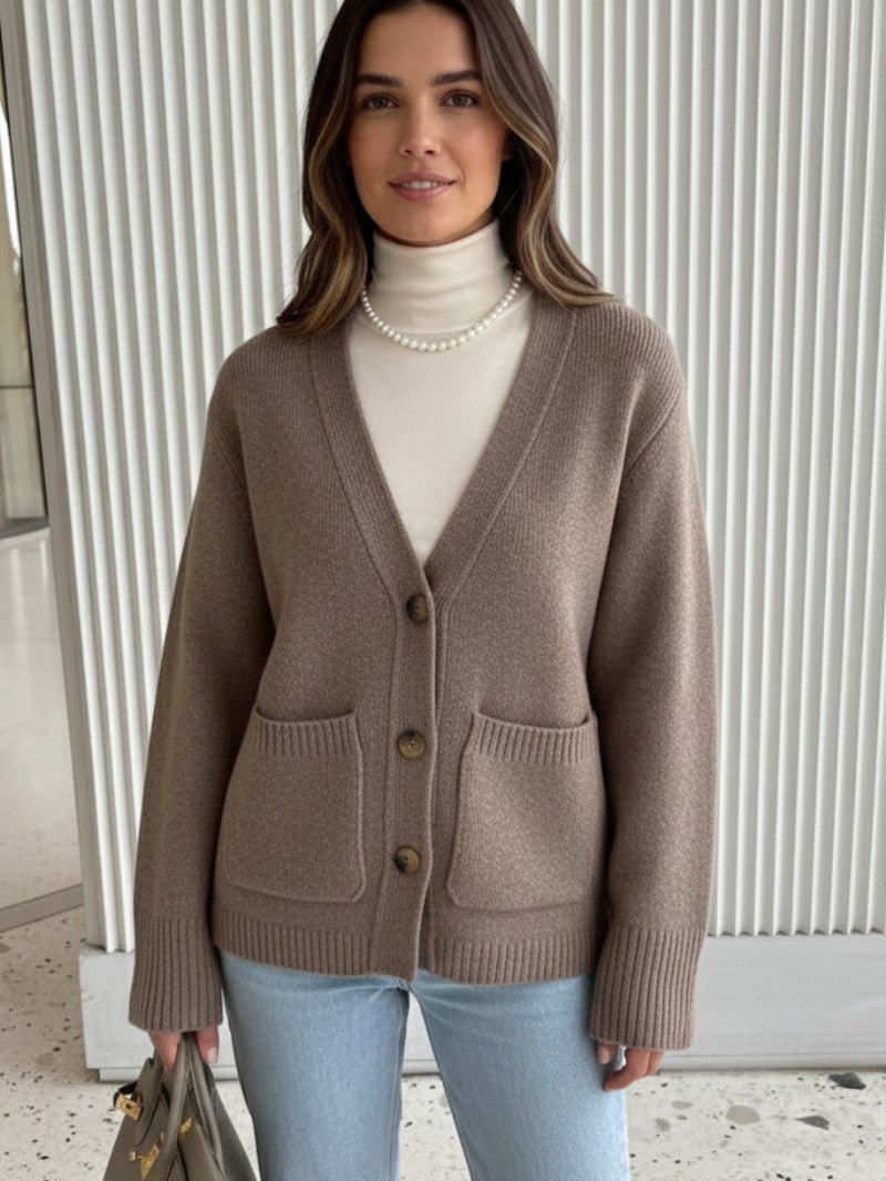 Women's V - Neck Button Cardigan - Women Cardigan - Wild Eye Vision