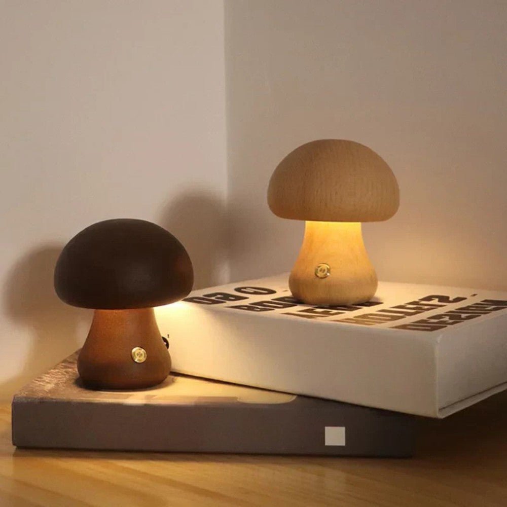 Wooden Mushroom Touch Lamp - Table Lamp - Wild Eye Vision
